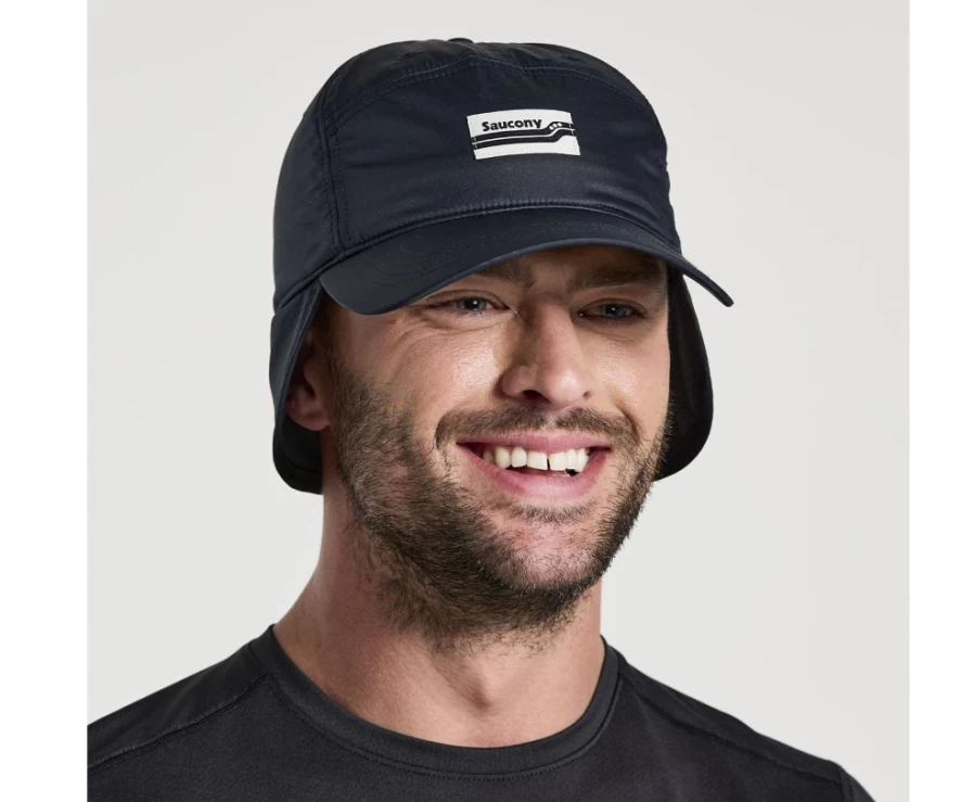 Saucony Women's Black Tech Ear Flap Hat for Winter Warmth & Comfort