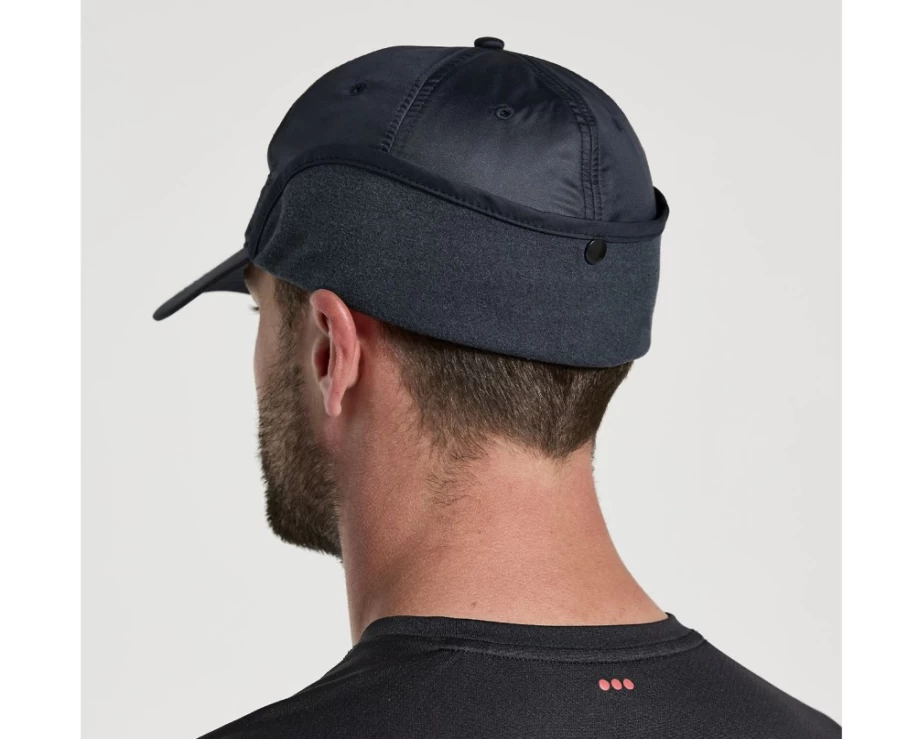 Saucony Women's Black Tech Ear Flap Hat for Winter Warmth & Comfort