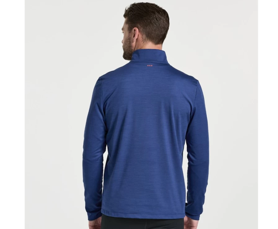 Saucony Men's Solstice 1/4 Zip Pullover in Sodalite Heather - Lightweight Running Top