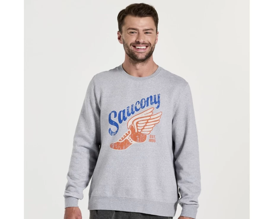 Saucony Men's Light Grey Heather Rested Crewneck Sweatshirt