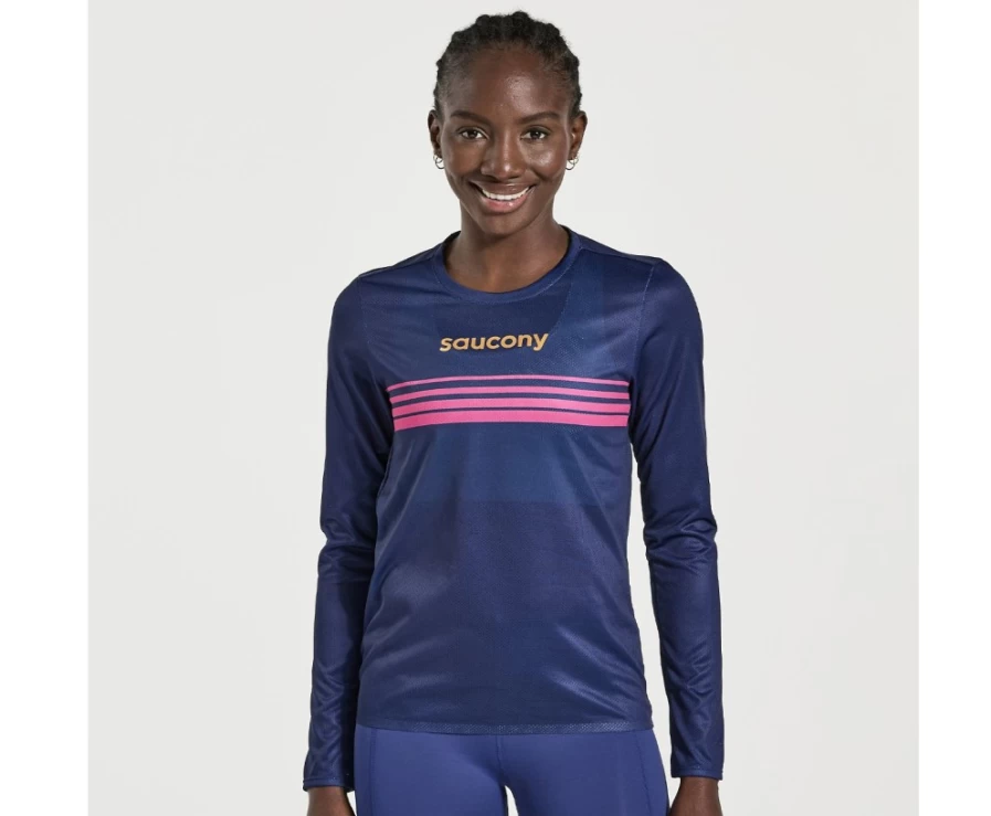 Saucony Women's Elite Long Sleeve Running Top - Sodalite Blue Performance Shirt