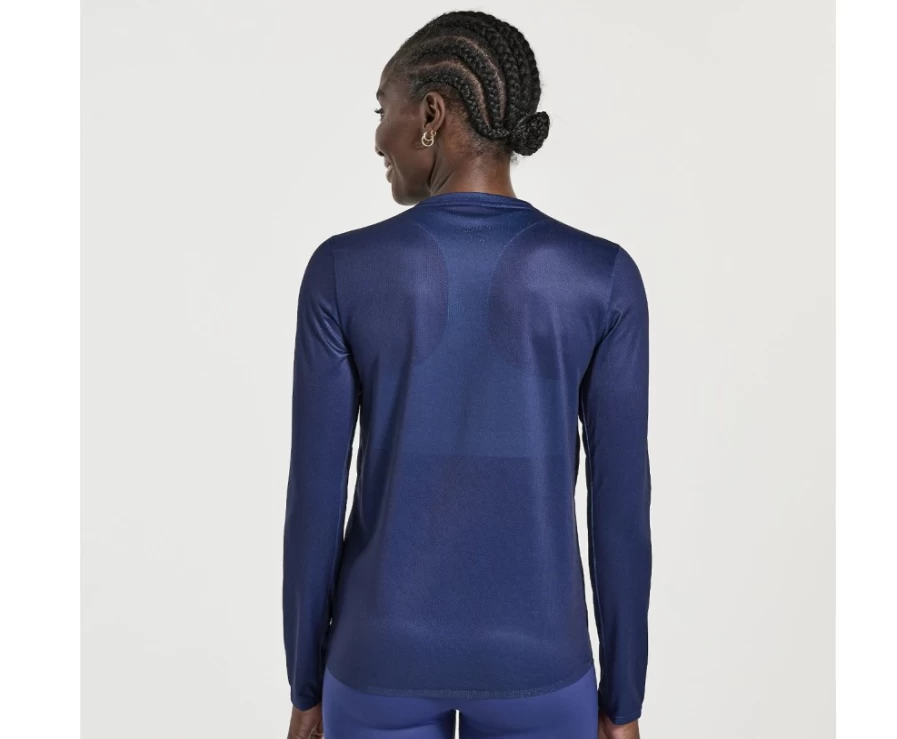 Saucony Women's Elite Long Sleeve Running Top - Sodalite Blue Performance Shirt