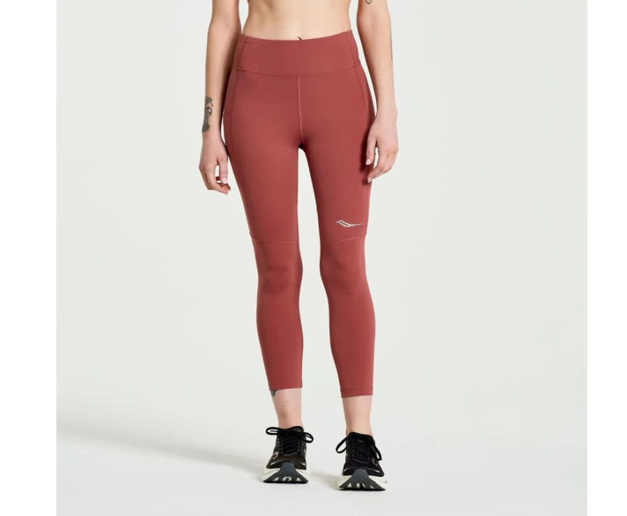 Saucony Women's Fortify Crop Tight in Apple Butter - High-Performance Workout Leggings