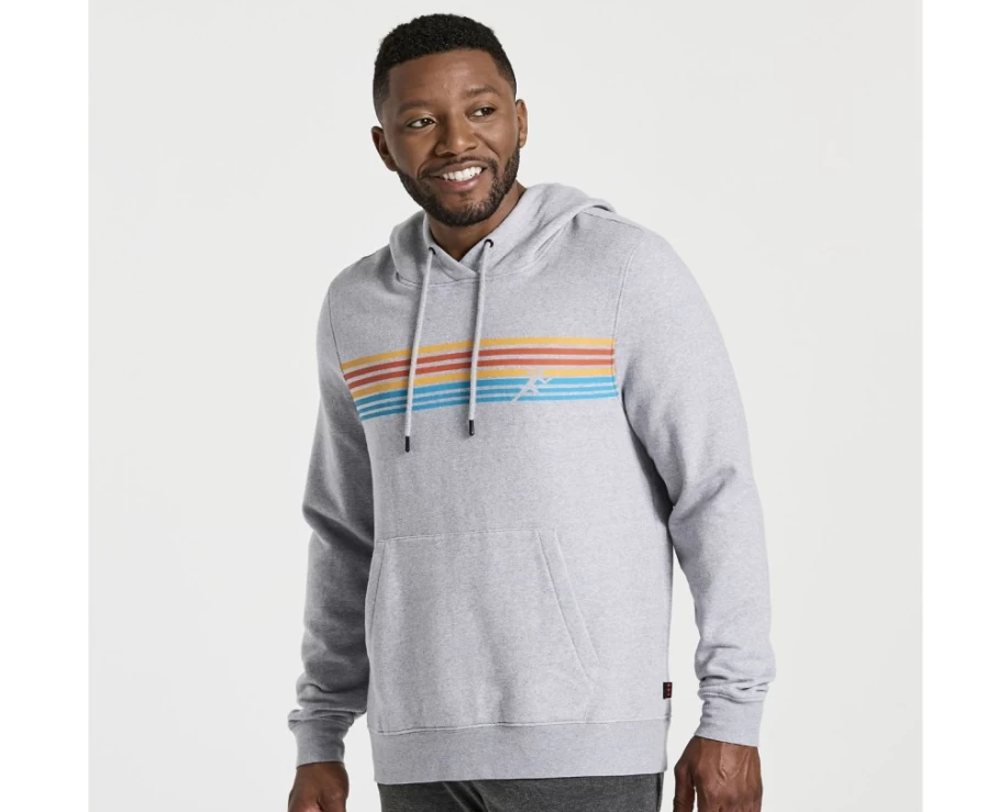 Saucony Men's Light Grey Heather Rested Hoodie - Comfortable Pullover Sweatshirt for Casual Wear