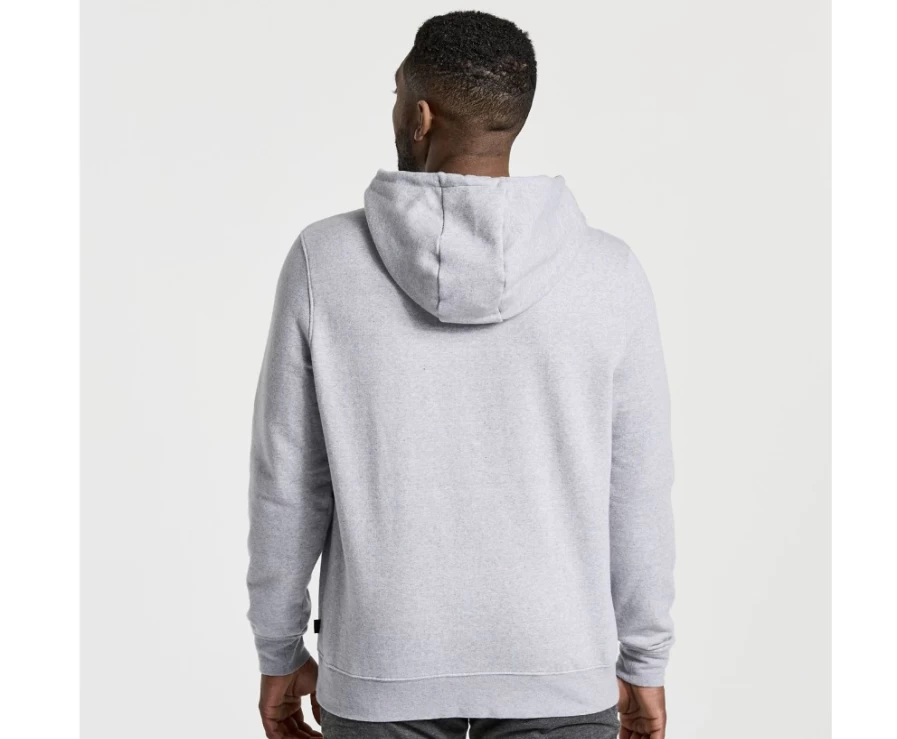 Saucony Men's Light Grey Heather Rested Hoodie - Comfortable Pullover Sweatshirt for Casual Wear