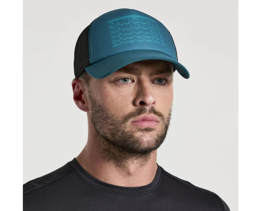 Saucony Unisex Foamie Trucker Hat - Lagoon Graphic Adjustable Snapback Cap