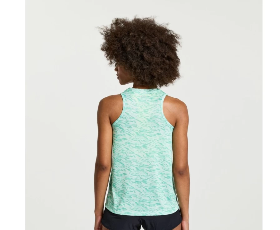 Saucony Women's Atmos Wave Print Graphic Stopwatch Singlet Running Top