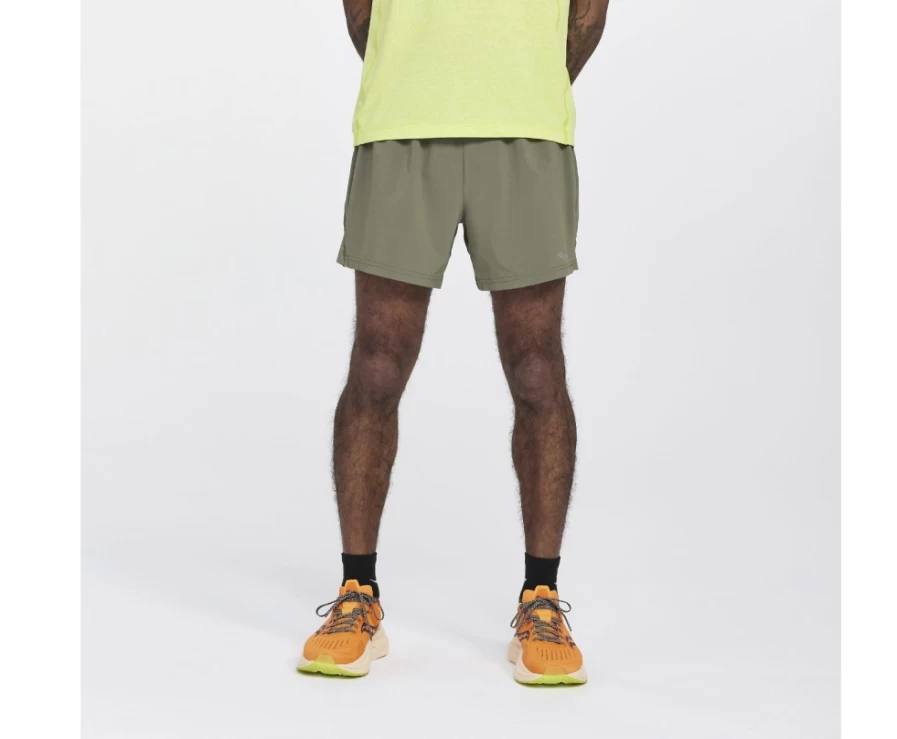 Saucony Men's Outpace 5" Running Shorts in Rockface Color for Lightweight Performance
