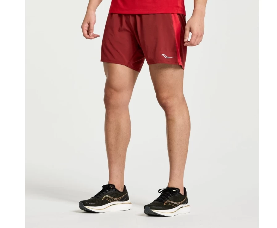 Saucony Men's Outpace 5" Running Shorts in Dahlia - Lightweight Performance Shorts for Men
