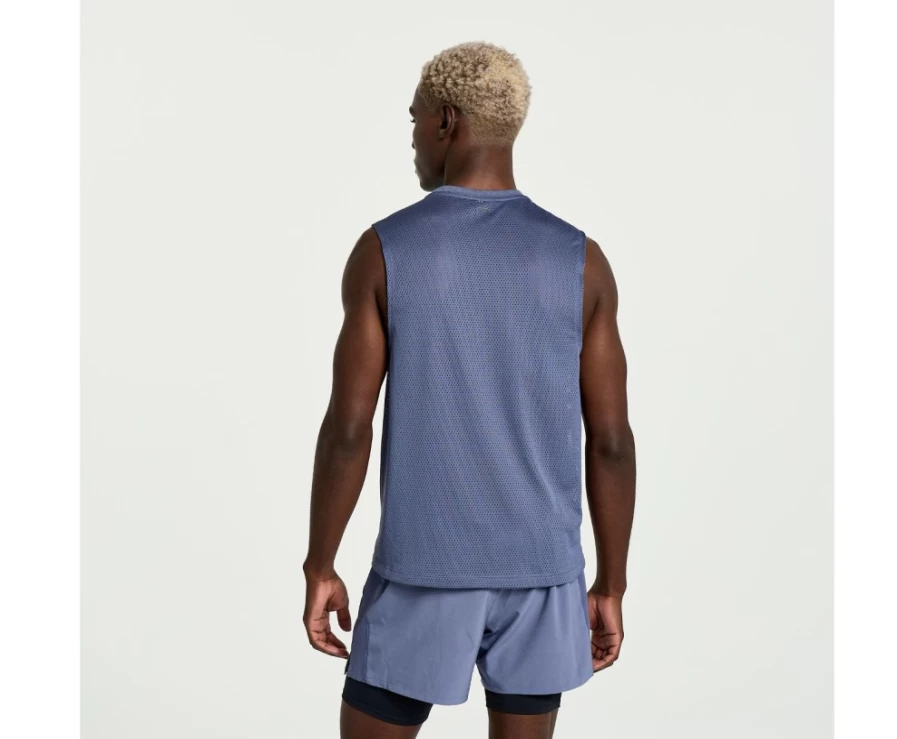 Saucony Men's Elevate Sleeveless Running Shirt in Horizon Heather