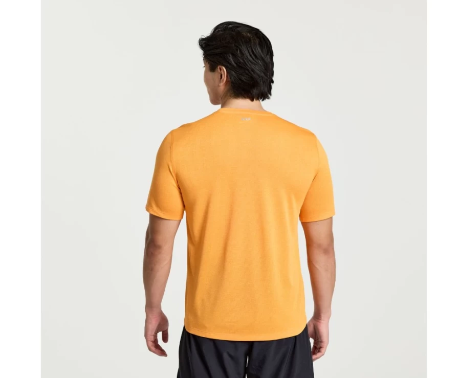 Saucony Men's Marigold Heather Short Sleeve Stopwatch Performance Shirt