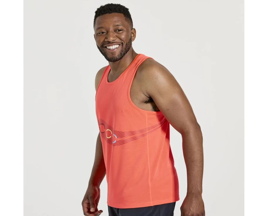 Saucony Men's Vizired Graphic Stopwatch Singlet Running Top