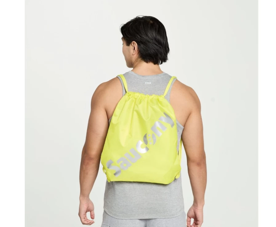 Saucony Unisex Citron String Bag - Lightweight Mesh Sports Tote for Gym & Travel