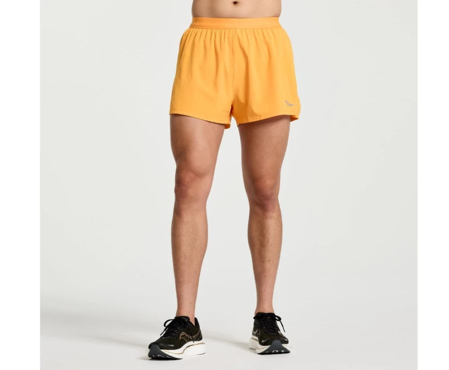 Saucony Men's Outpace 2.5" Split Running Shorts in Marigold