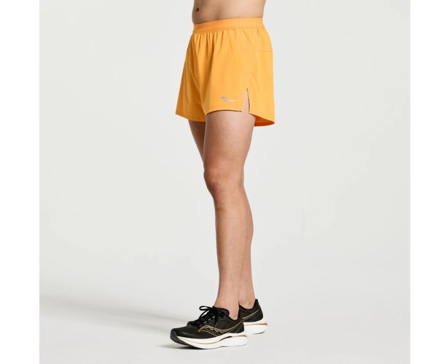 Saucony Men's Outpace 2.5" Split Running Shorts in Marigold