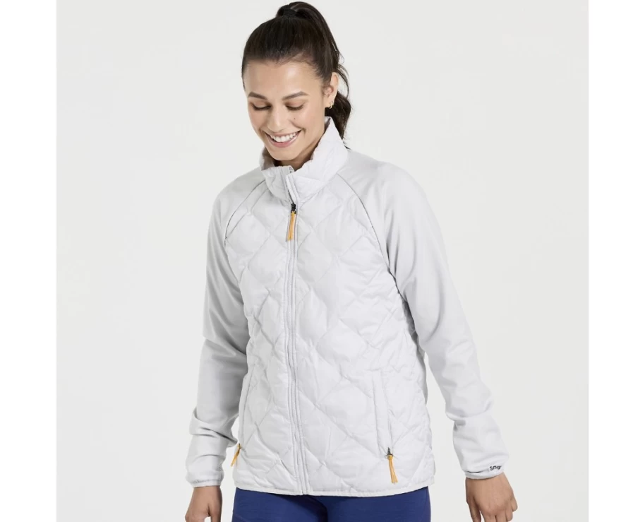 Saucony Women's Crystal Boulder Oysterpuff Jacket - Lightweight Water-Resistant Outdoor Coat