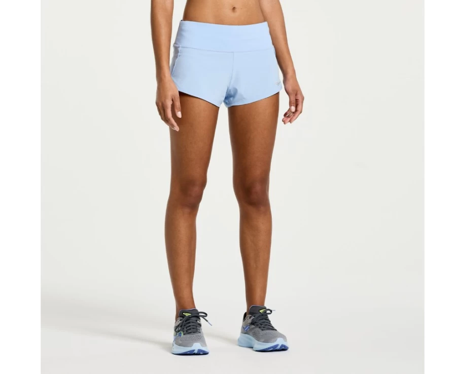 Saucony Women's Outpace 2.5" Split Short in Ether - Lightweight Running Shorts for Women