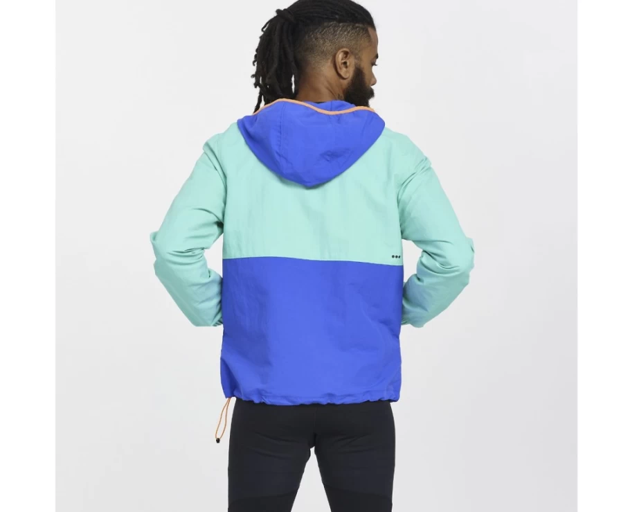 Men's Saucony Track Anorak Jacket in Cool Mint - Lightweight Running Windbreaker