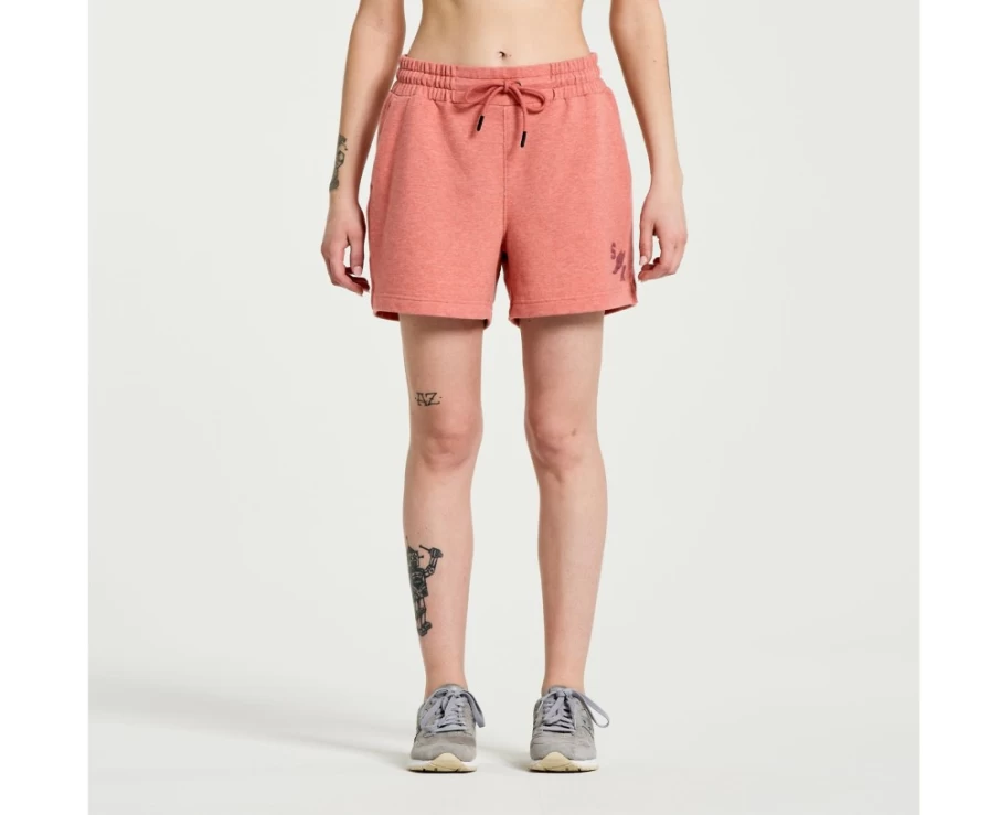 Saucony Women's Graphic Sweat Shorts in Soot Heather - Comfortable & Stylish Running Shorts