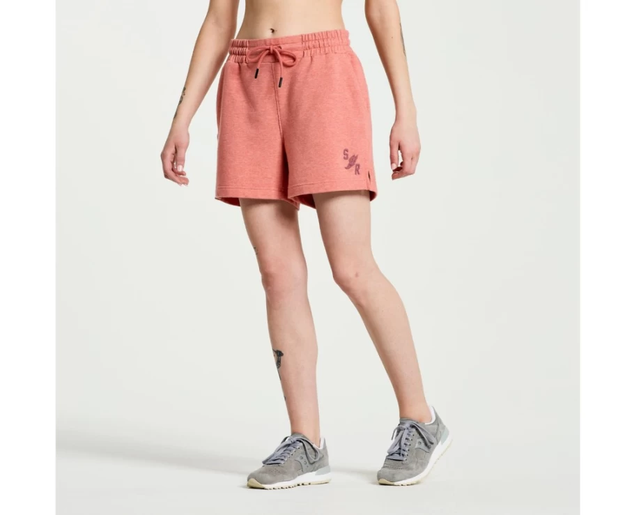 Saucony Women's Graphic Sweat Shorts in Soot Heather - Comfortable & Stylish Running Shorts