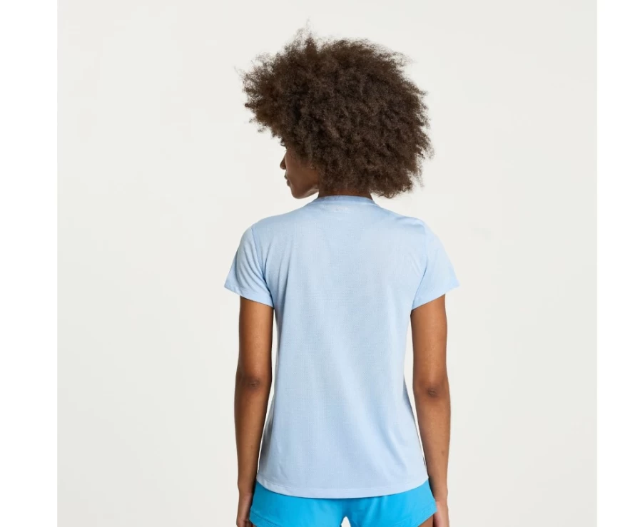 Saucony Women's Ether Heather Short Sleeve Running Top with Stopwatch Feature