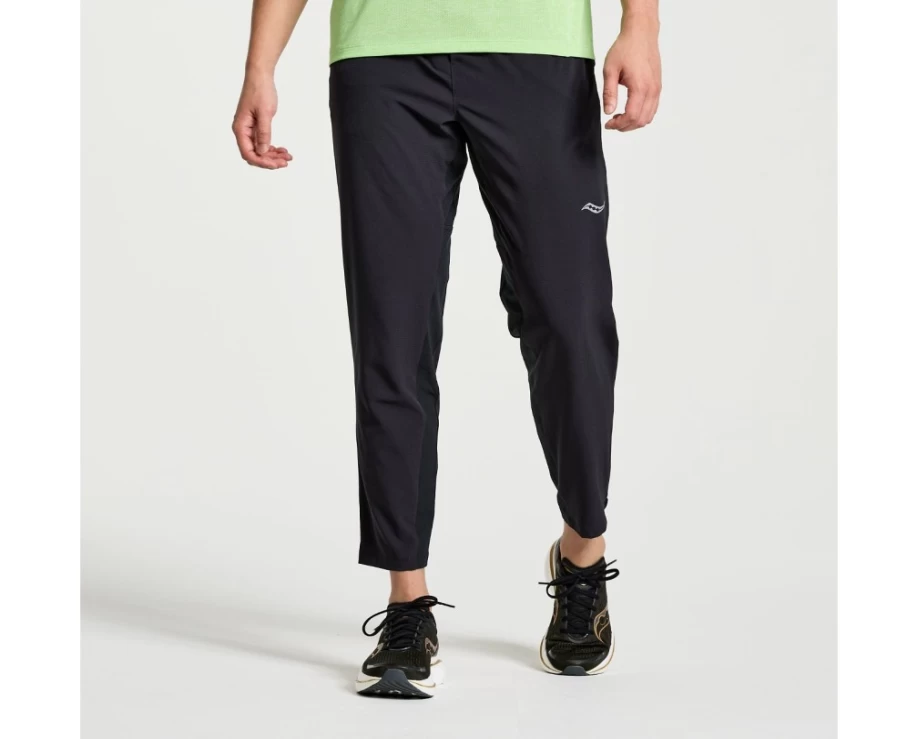 Saucony Men's Black Boston Woven Pant - Lightweight Comfortable Athletic Trousers