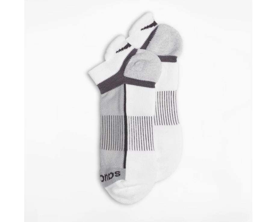 Saucony Inferno No-Show Socks 3-Pack - Unisex White Athletic Low-Cut Socks