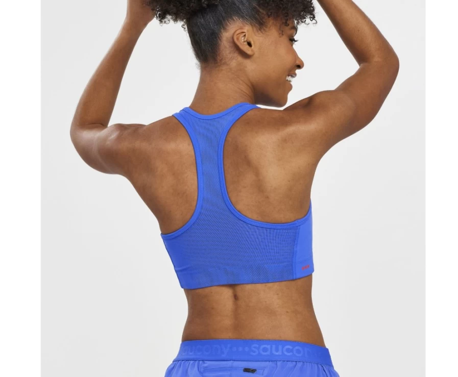 Saucony Women's Blue Raz Skyrocket Bra - High-Performance Sports Bra for Running & Active Wear