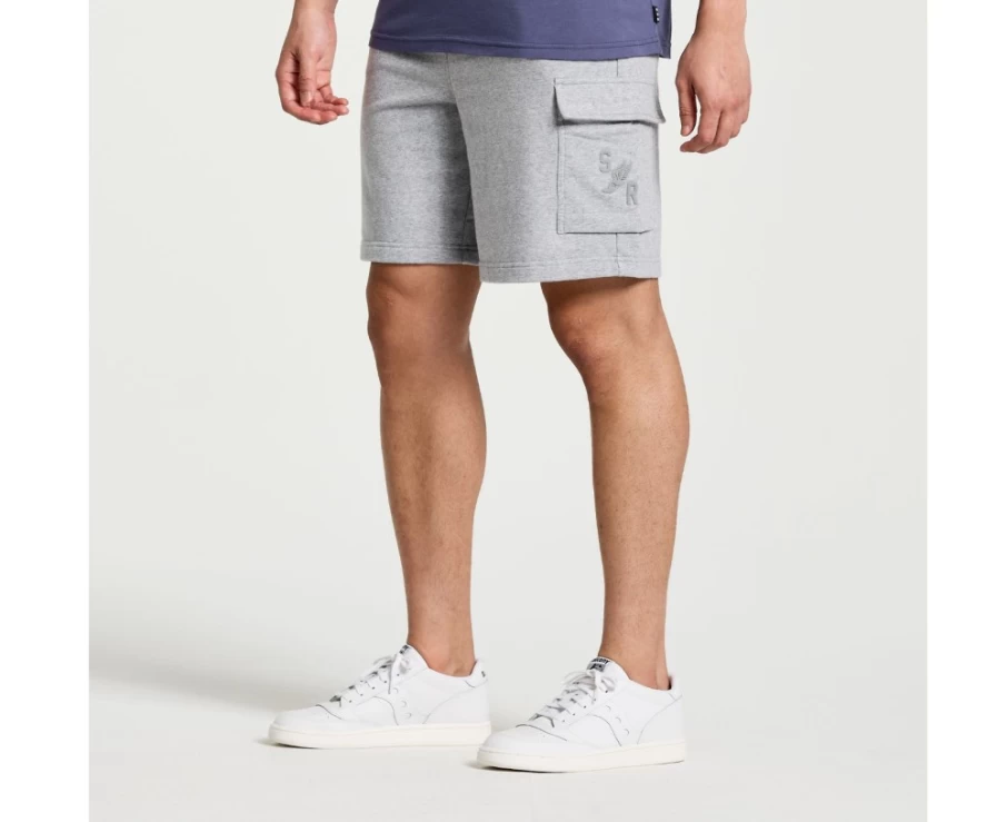 Saucony Men's Light Grey Heather Graphic Rested Sweat Shorts