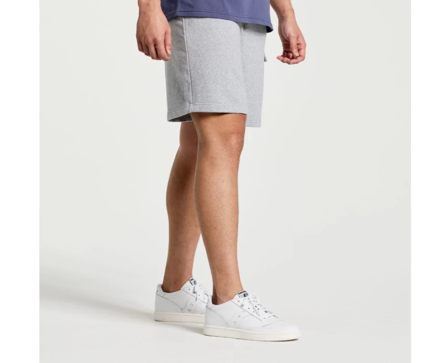 Saucony Men's Light Grey Heather Graphic Rested Sweat Shorts
