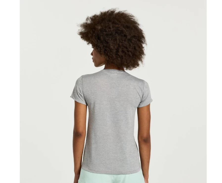 Saucony Women's Light Grey Heather Graphic Short Sleeve Stopwatch Tee