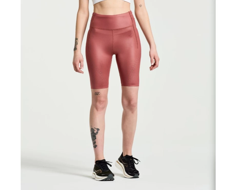 Saucony Women's Pinnacle 8" Tight Short in Apple Butter - Running & Workout Shorts for Women