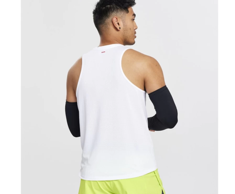 Saucony Men's White Performance Running Singlet with Stopwatch Feature