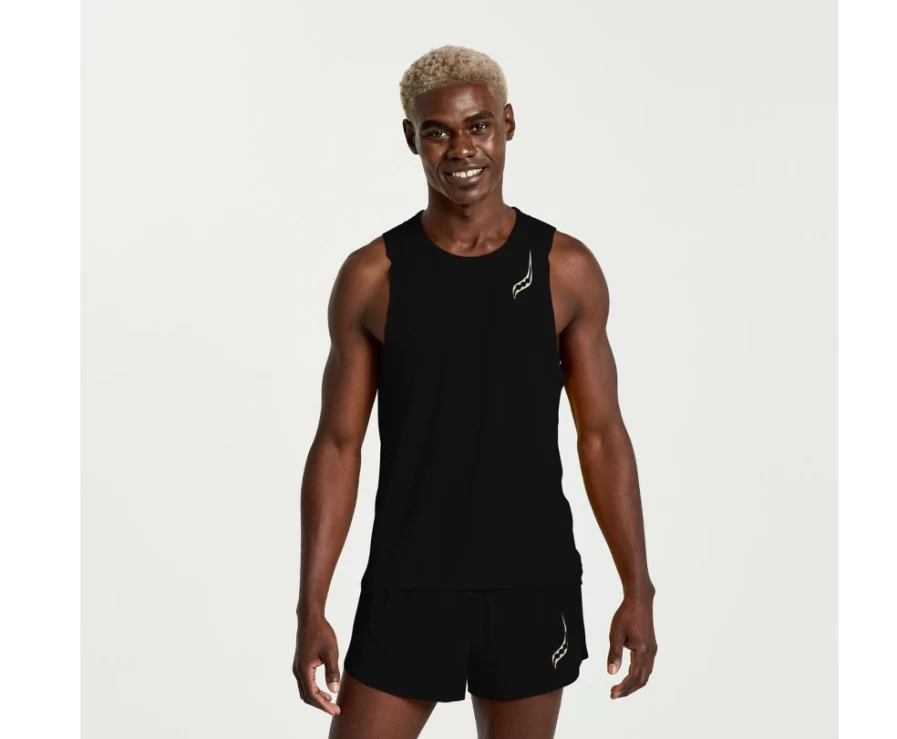 Saucony Men's Black Pinnacle Sleeveless Running Top