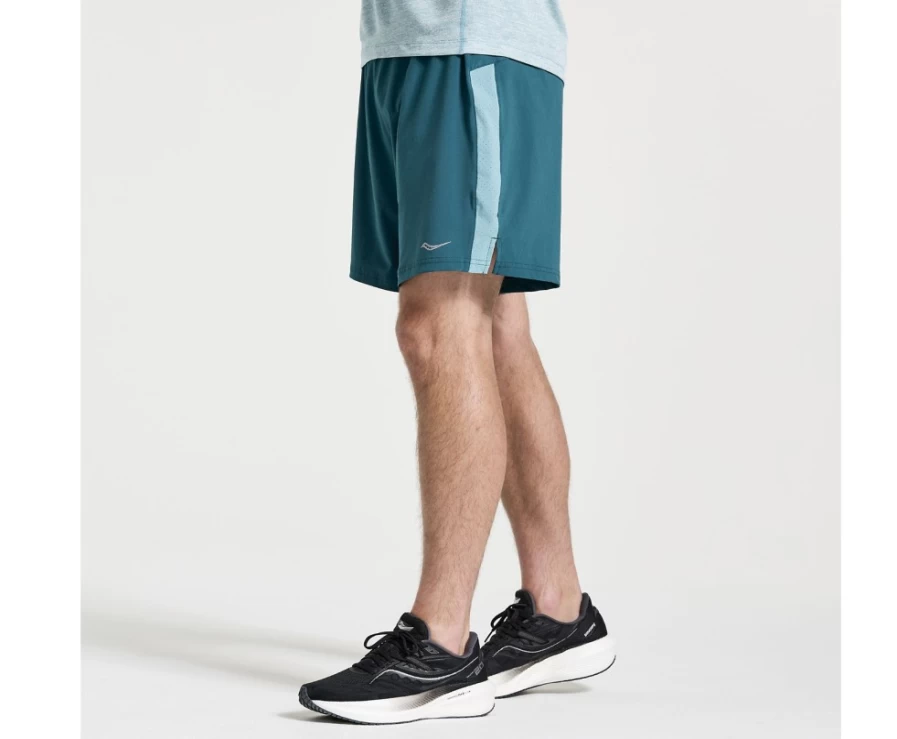 Saucony Men's Outpace 7" Running Shorts in Lagoon - Lightweight & Breathable for Performance