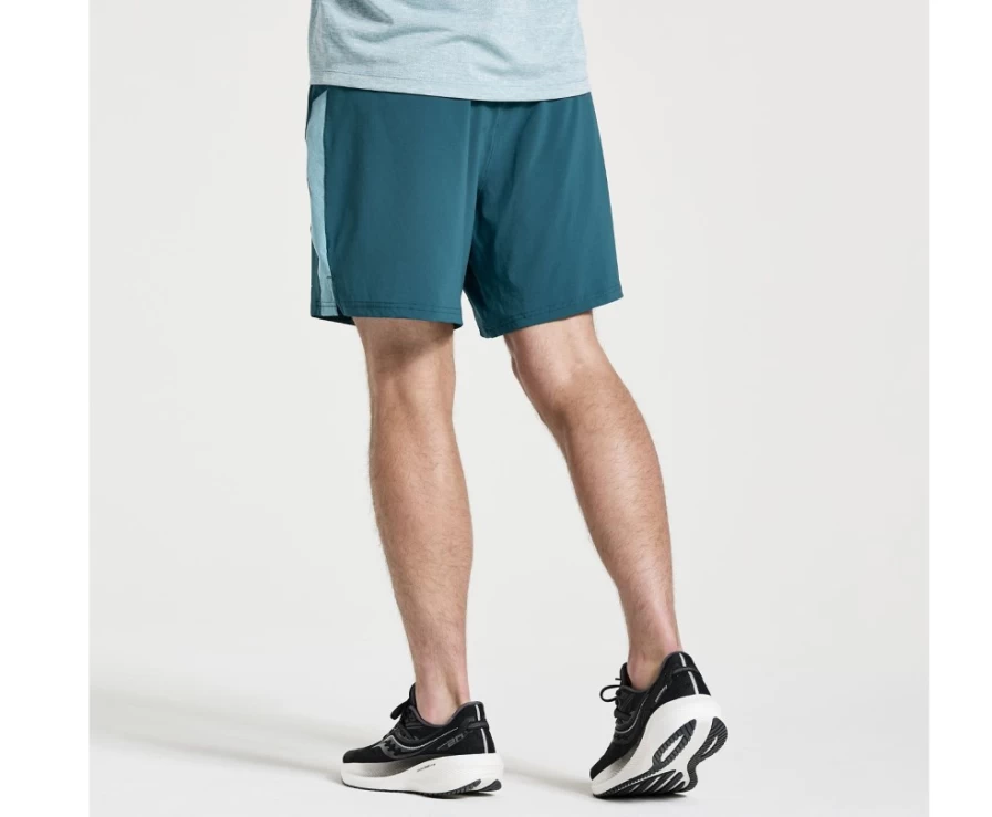 Saucony Men's Outpace 7" Running Shorts in Lagoon - Lightweight & Breathable for Performance