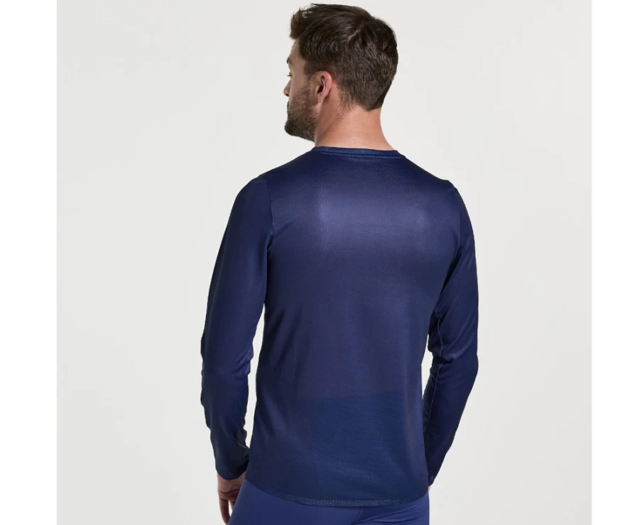 Saucony Men's Elite Performance Long Sleeve Shirt - Sodalite Blue Athletic Top