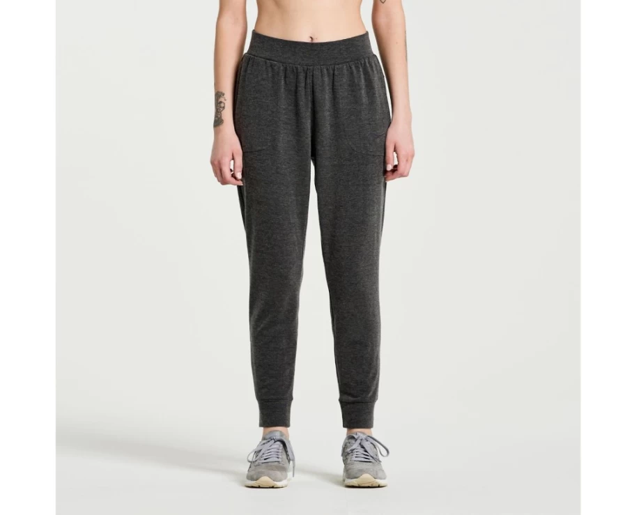 Saucony Women's Boston Pant - Black Heather Running Pants for Women