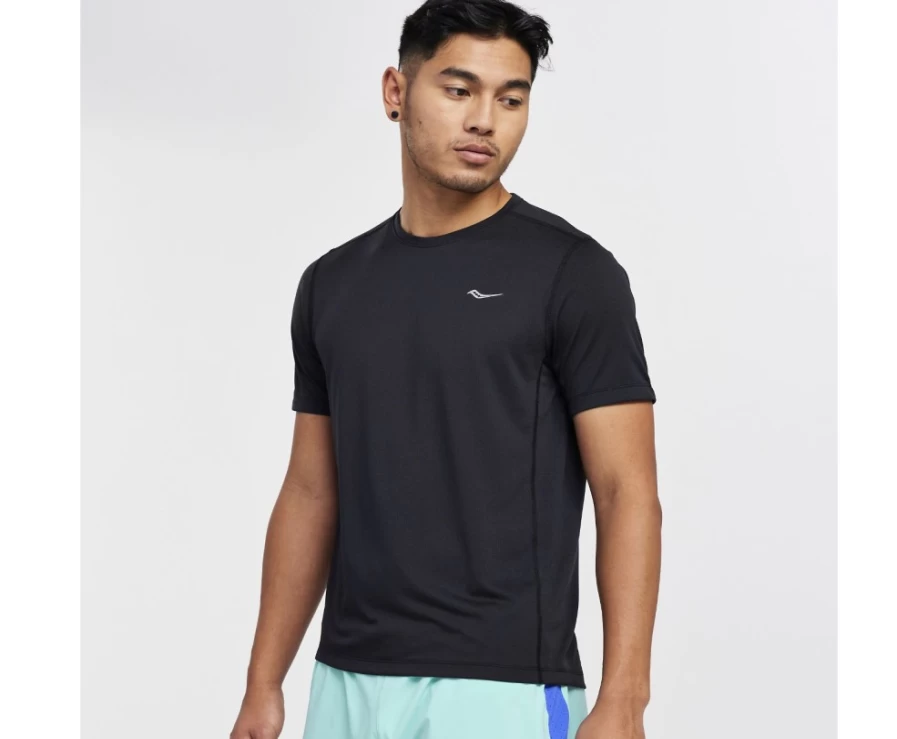 Saucony Men's Black Performance Short Sleeve Running Shirt