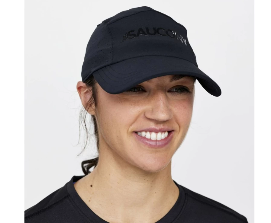 Saucony Outpace Unisex Black Graphic Performance Hat