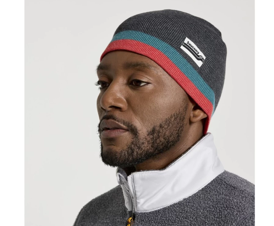 Saucony Unisex Rested Beanie in Black Heather - Warm & Stylish Winter Hat