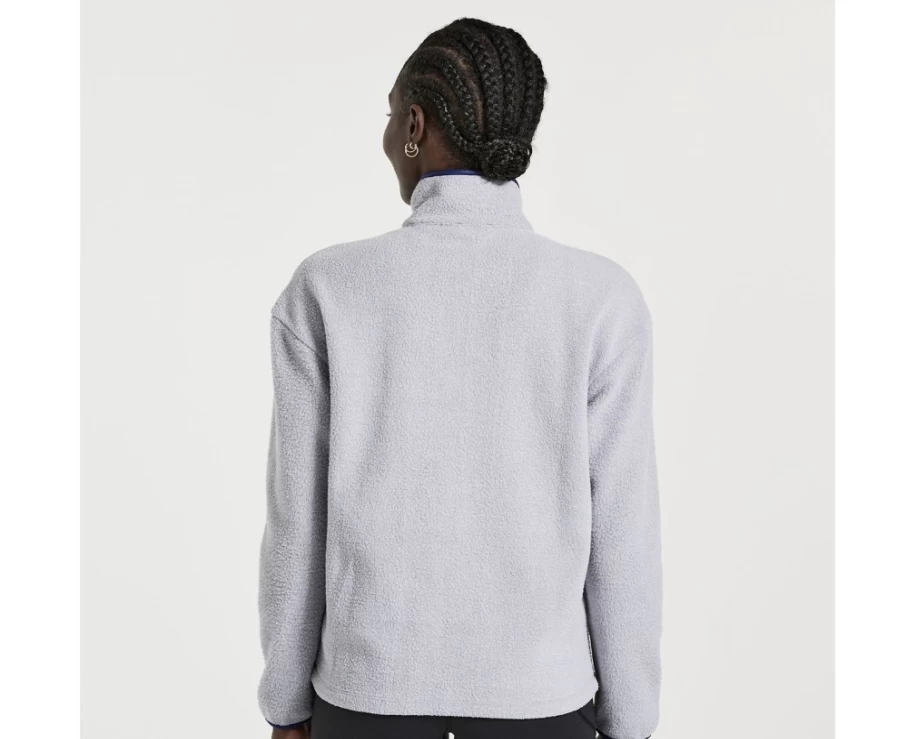 Saucony Women's Light Grey Heather Sherpa 1/4 Zip Pullover Fleece Jacket