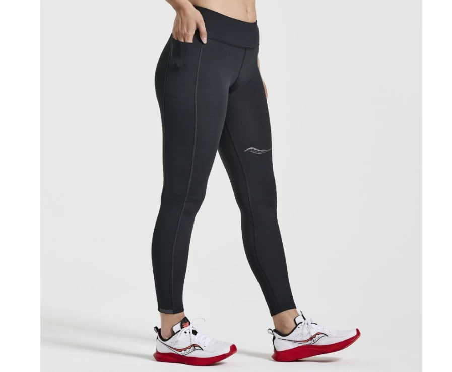 Saucony Women's Solstice Tight - Black Running Tights for Women