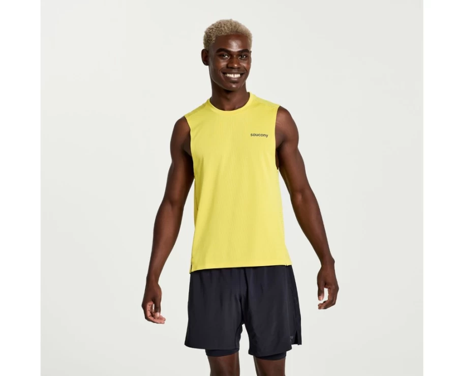 Saucony Men's Elevate Sleeveless Running Top - Sulphur