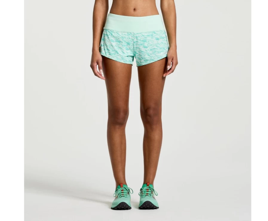 Saucony Women's Outpace 2.5" Split Short in Atmos Wave Print - Lightweight Running Shorts for Women