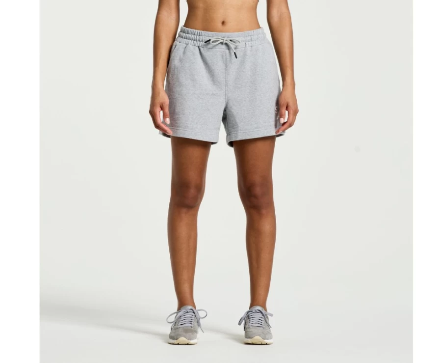 Saucony Women's Light Grey Heather Graphic Rested Sweat Shorts