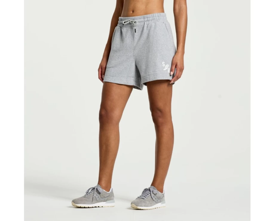 Saucony Women's Light Grey Heather Graphic Rested Sweat Shorts