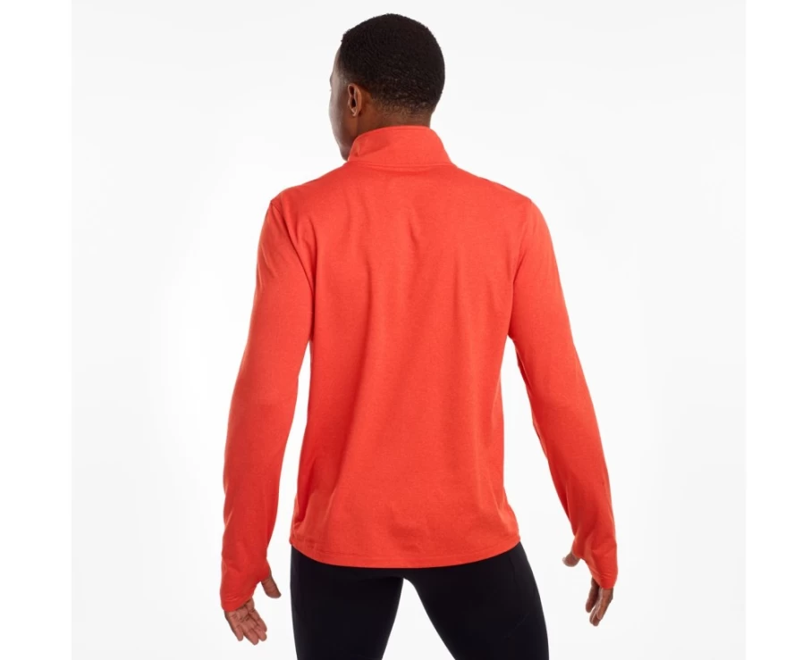 Saucony Men's Sunday 1/4 Zip Pullover - Poinciana Heather Quarter-Zip Fleece Top