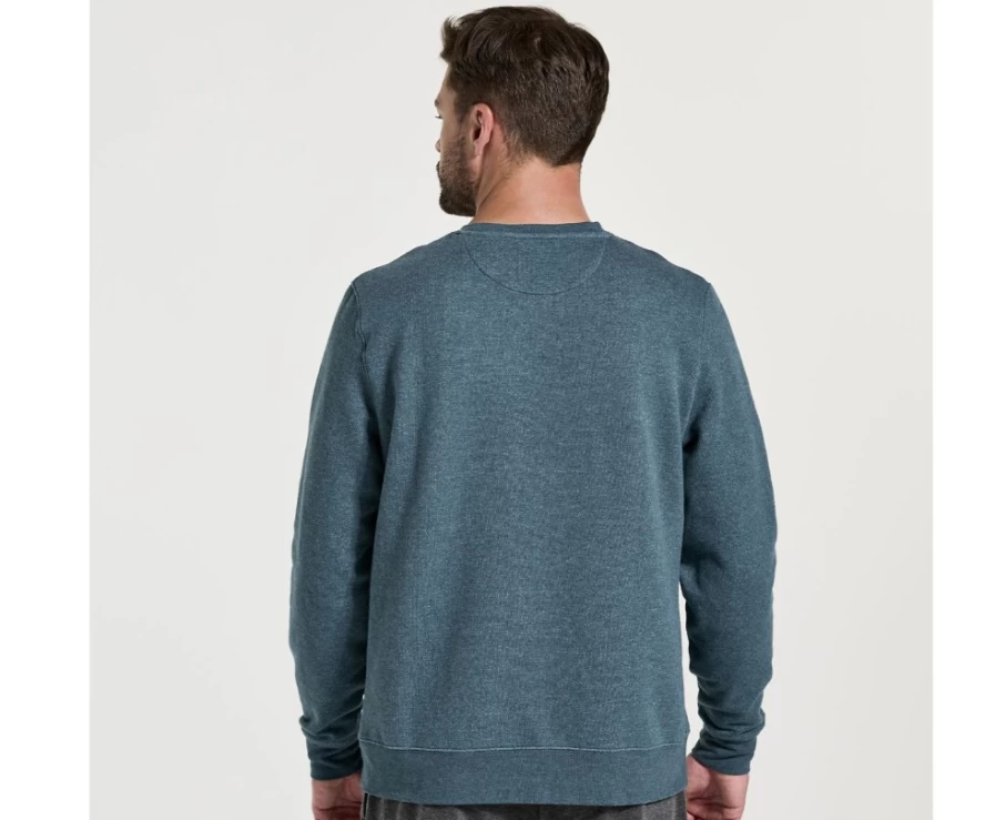 Saucony Men's Rested Crewneck Sweatshirt in Lagoon Heather - Comfortable Casual Pullover