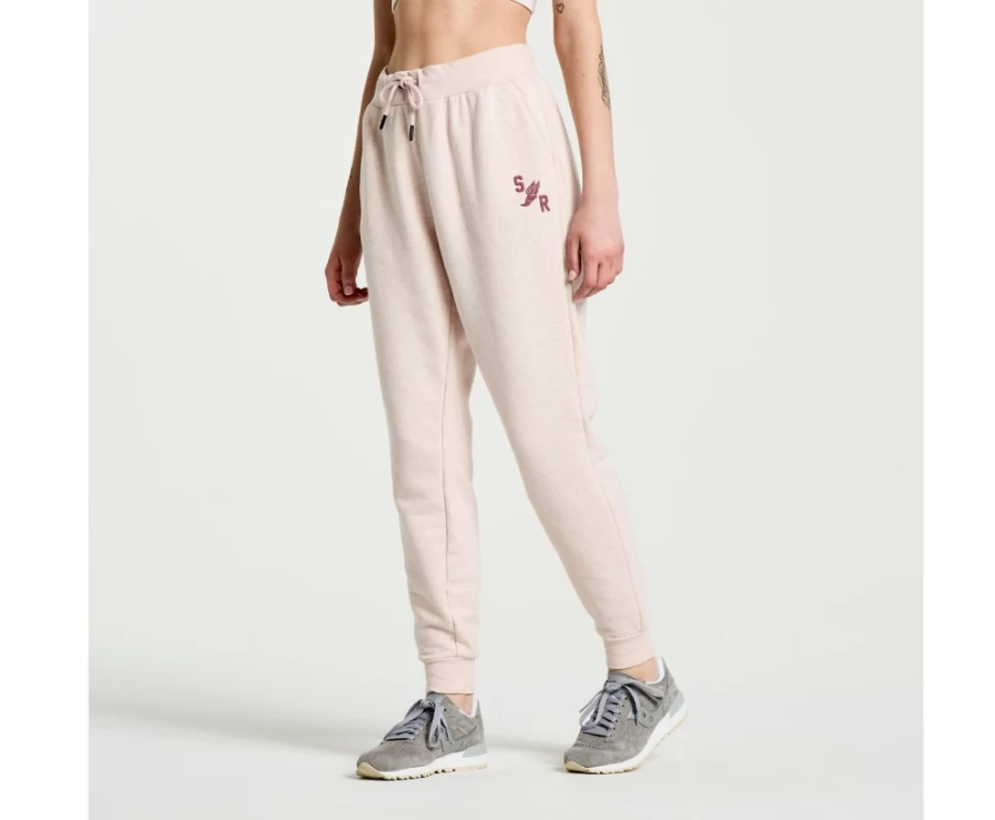Saucony Women's Sepia Rose Heather Rested Sweatpants - Comfortable Casual Lounge Pants